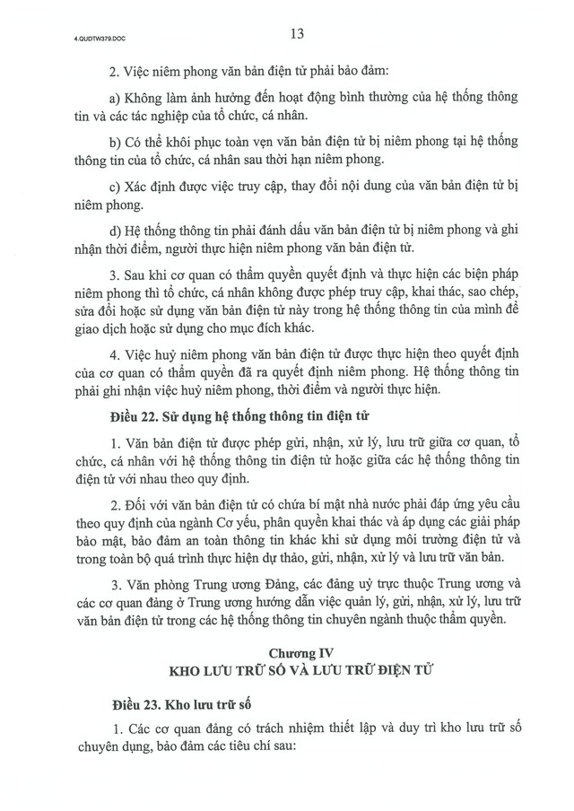 Quy định số 379-QĐ/TW về thực hiện giao dịch điện tử trong hoạt động của các cơ quan, tổ chức đảng- Ảnh 13. Quy định số 379-QĐ/TW về thực hiện giao dịch điện tử trong hoạt động của các cơ quan, tổ chức đảng- Ảnh 13.