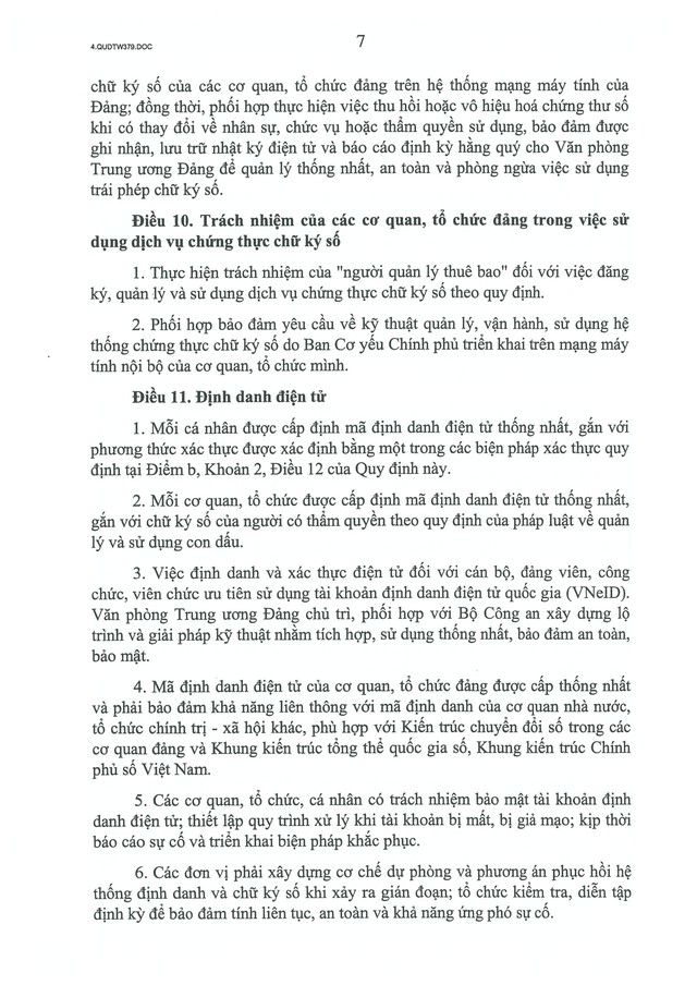 Quy định số 379-QĐ/TW về thực hiện giao dịch điện tử trong hoạt động của các cơ quan, tổ chức đảng- Ảnh 7. Quy định số 379-QĐ/TW về thực hiện giao dịch điện tử trong hoạt động của các cơ quan, tổ chức đảng- Ảnh 7.