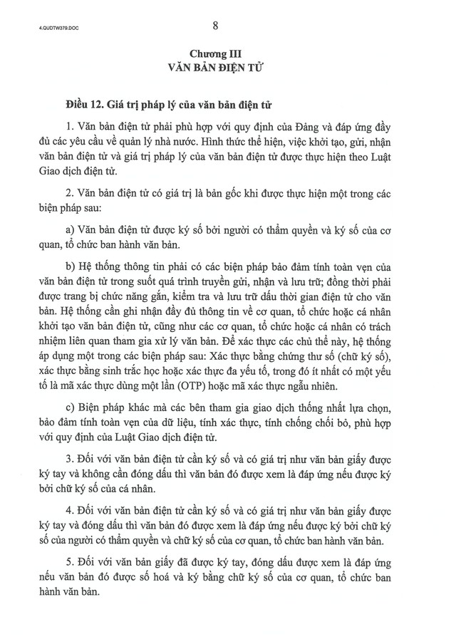 Quy định số 379-QĐ/TW về thực hiện giao dịch điện tử trong hoạt động của các cơ quan, tổ chức đảng- Ảnh 8. Quy định số 379-QĐ/TW về thực hiện giao dịch điện tử trong hoạt động của các cơ quan, tổ chức đảng- Ảnh 8.