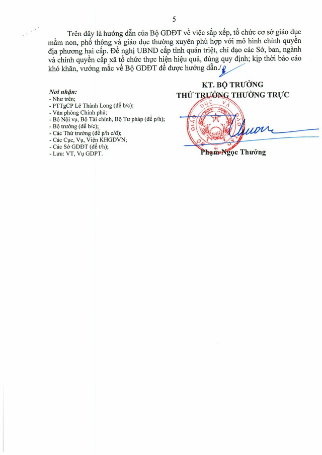 Công văn 6165/BGDĐT-GDPT: Hướng dẫn SẮP XẾP, TỔ CHỨC LẠI mạng lưới các TRƯỜNG MẦM NON, PHỔ THÔNG, cơ sở GIÁO DỤC THƯỜNG XUYÊN- Ảnh 5.
