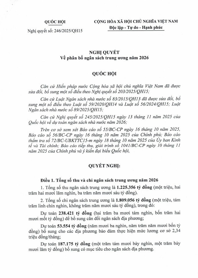 Nghị quyết 246/2025/QH15: Quốc hội quyết nghị dành nguồn thực hiện điều chỉnh tiền lương, lương hưu, phụ cấp- Ảnh 3.