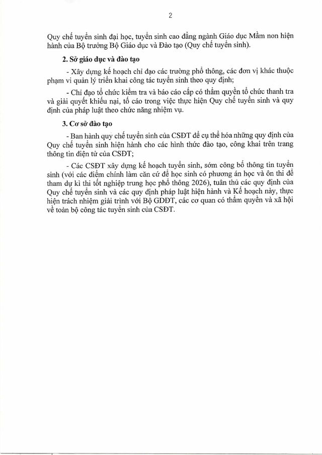 Quyết định 3037/QĐ-BGDĐT ban hành Kế hoạch tuyển sinh đại học, cao đẳng năm 2026- Ảnh 4.