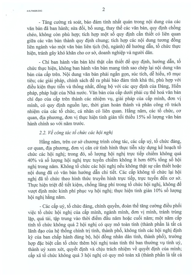 TOÀN VĂN: Kết luận số 226-KL/TW chấn chỉnh lề lối làm việc, nâng cao hiệu quả hoạt động của hệ thống chính trị.- Ảnh 2. TOÀN VĂN: Kết luận số 226-KL/TW chấn chỉnh lề lối làm việc, nâng cao hiệu quả hoạt động của hệ thống chính trị.- Ảnh 2.