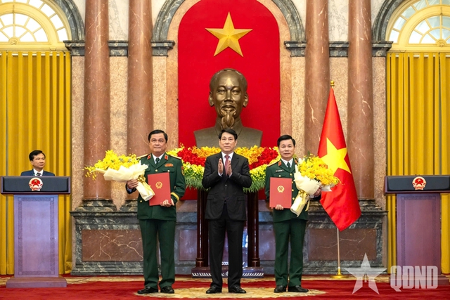 Chủ tịch nước Lương Cường trao quyết định thăng quân hàm Thượng tướng Quân đội- Ảnh 1.