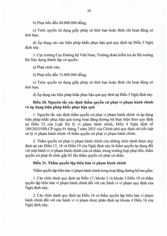 TOÀN VĂN: Nghị định số 336/2025/NĐ-CP quy định xử phạt vi phạm hành chính trong hoạt động đường bộ- Ảnh 27.