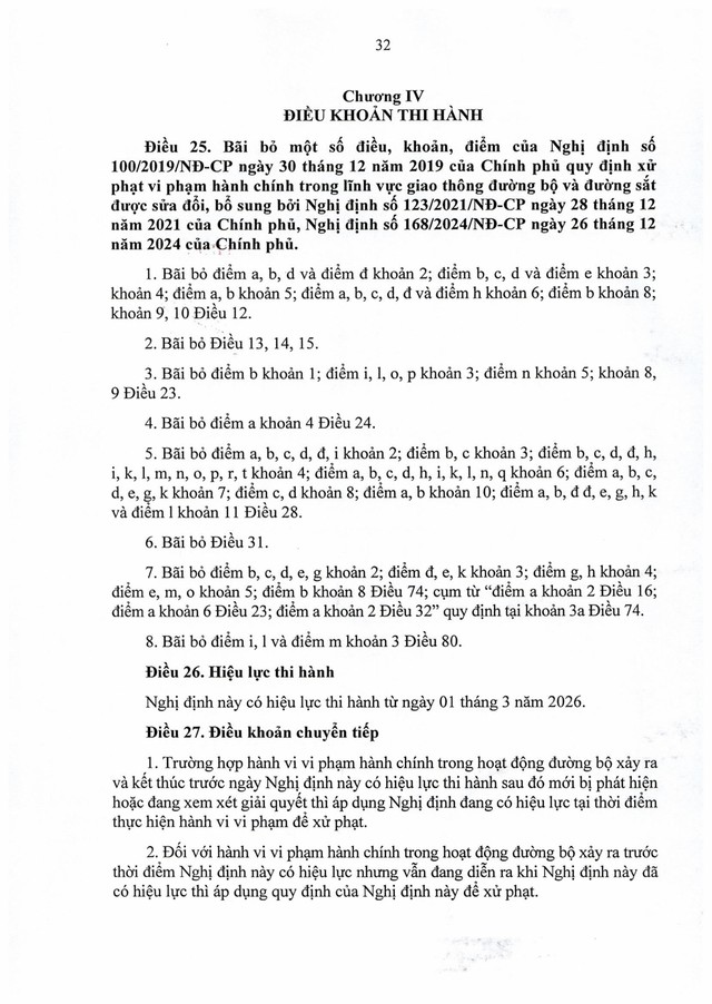 TOÀN VĂN: Nghị định số 336/2025/NĐ-CP quy định xử phạt vi phạm hành chính trong hoạt động đường bộ- Ảnh 33.