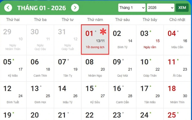 Đề xuất NGHỈ TẾT Dương lịch 2026 liên tiếp 4 NGÀY- Ảnh 1.