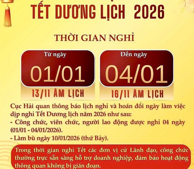 Nghỉ TẾT DƯƠNG LỊCH: Bố trí nhân lực hỗ trợ doanh nghiệp, bảo đảm xuất nhập khẩu không bị gián đoạn- Ảnh 1.