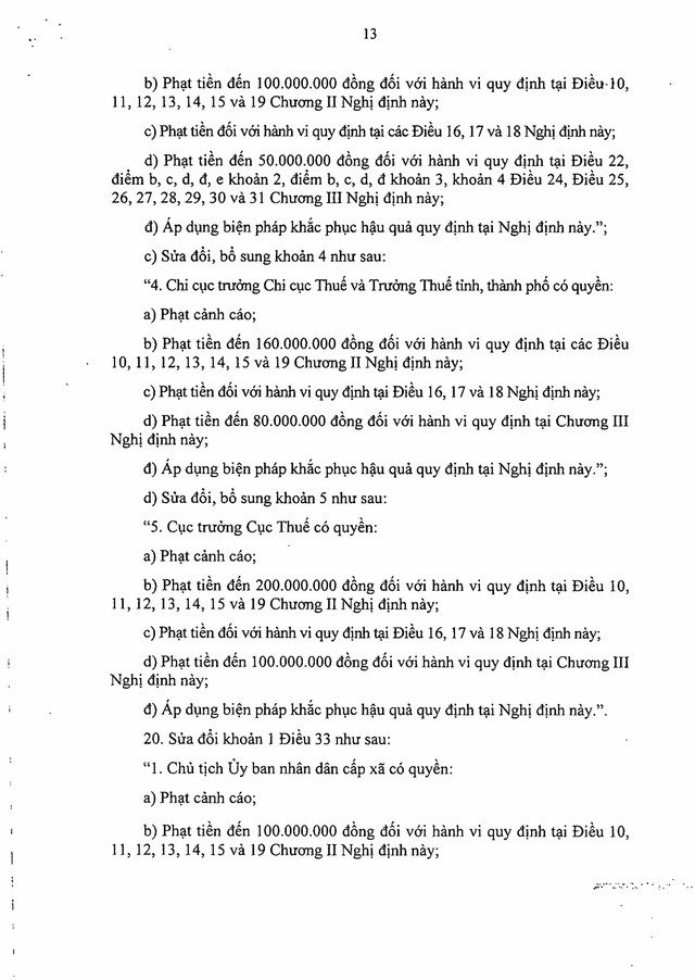 Nghị định số 310/2025/NĐ-CP sửa đổi, bổ sung quy định xử phạt vi phạm hành chính về thuế, hóa đơn- Ảnh 13. Nghị định số 310/2025/NĐ-CP sửa đổi, bổ sung quy định xử phạt vi phạm hành chính về thuế, hóa đơn- Ảnh 13.