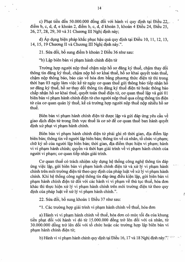 Nghị định số 310/2025/NĐ-CP sửa đổi, bổ sung quy định xử phạt vi phạm hành chính về thuế, hóa đơn- Ảnh 14. Nghị định số 310/2025/NĐ-CP sửa đổi, bổ sung quy định xử phạt vi phạm hành chính về thuế, hóa đơn- Ảnh 14.