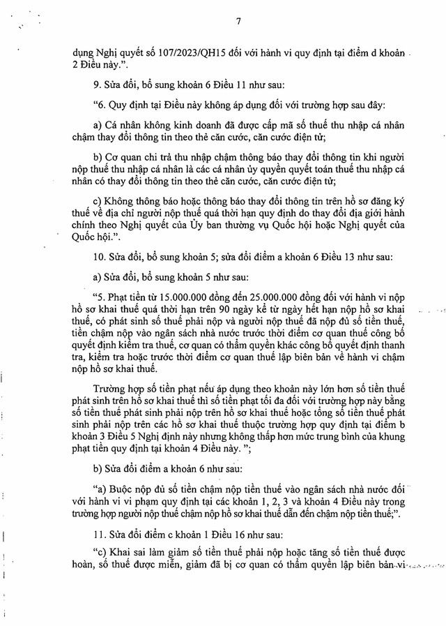 Nghị định số 310/2025/NĐ-CP sửa đổi, bổ sung quy định xử phạt vi phạm hành chính về thuế, hóa đơn- Ảnh 7. Nghị định số 310/2025/NĐ-CP sửa đổi, bổ sung quy định xử phạt vi phạm hành chính về thuế, hóa đơn- Ảnh 7.