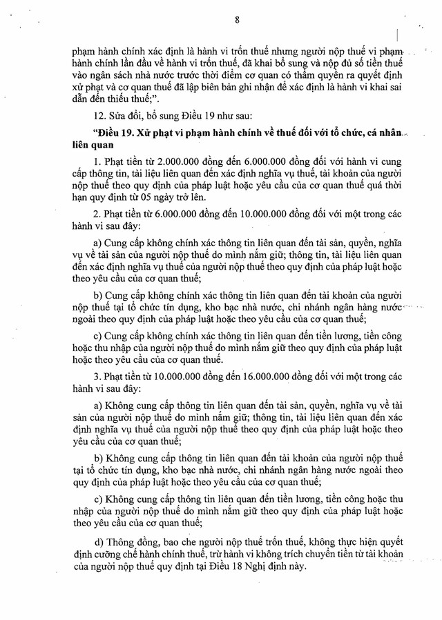Nghị định số 310/2025/NĐ-CP sửa đổi, bổ sung quy định xử phạt vi phạm hành chính về thuế, hóa đơn- Ảnh 8. Nghị định số 310/2025/NĐ-CP sửa đổi, bổ sung quy định xử phạt vi phạm hành chính về thuế, hóa đơn- Ảnh 8.