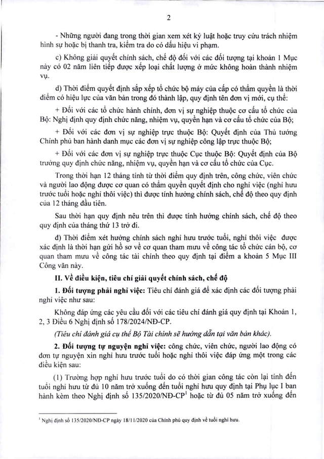 Bộ Tài chính hướng dẫn triển khai chính sách nghỉ hưu trước tuổi, nghỉ thôi việc tại Nghị định 178- Ảnh 2.
