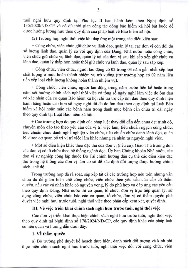 Bộ Tài chính hướng dẫn triển khai chính sách nghỉ hưu trước tuổi, nghỉ thôi việc tại Nghị định 178- Ảnh 3.