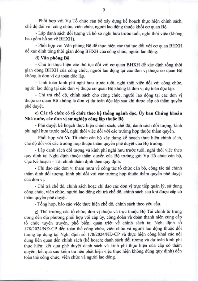 Bộ Tài chính hướng dẫn triển khai chính sách nghỉ hưu trước tuổi, nghỉ thôi việc tại Nghị định 178- Ảnh 9.