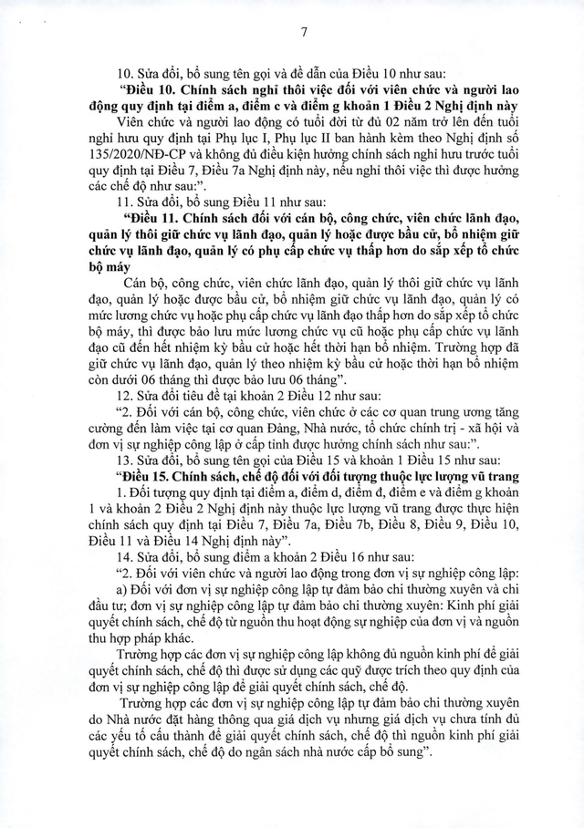 TOÀN VĂN: Nghị định 67/2025/NĐ-CP sửa đổi chính sách với cán bộ, CCVC, người lao động, LLVT trong sắp xếp bộ máy- Ảnh 7.