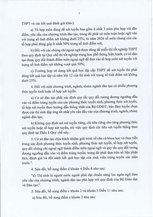 Thông tư 06/2025/TT-BGDĐT sửa đổi, bổ sung Quy chế tuyển sinh đại học, tuyển sinh cao đẳng Giáo dục Mầm non- Ảnh 4.