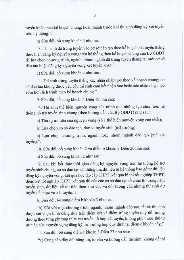 Thông tư 06/2025/TT-BGDĐT sửa đổi, bổ sung Quy chế tuyển sinh đại học, tuyển sinh cao đẳng Giáo dục Mầm non- Ảnh 6.