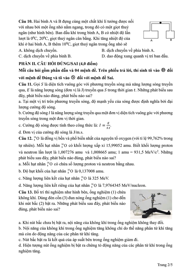 Đề minh họa môn Vật Lý kỳ thi độc lập tuyển sinh của Trường ĐHSP Hà Nội 2 năm 2025- Ảnh 2.