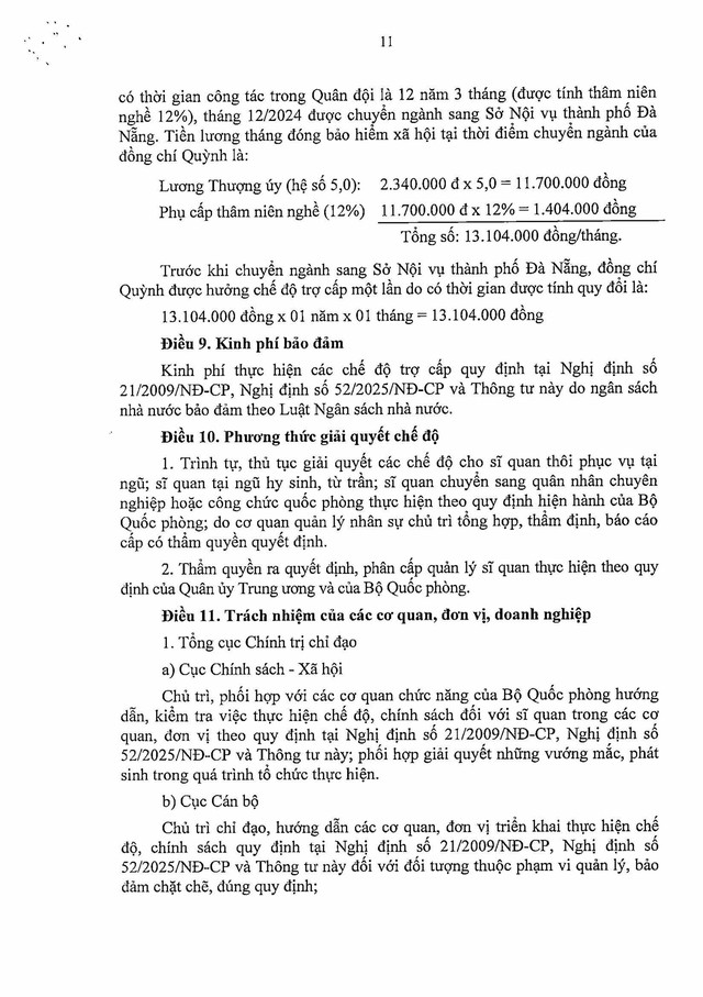 Thông tư 25/2025/TT-BQP hướng dẫn chế độ với sĩ quan tại ngũ thôi phục vụ, hy sinh, từ trần, chuyển quân nhân chuyên nghiệp, công chức quốc phòng- Ảnh 12. Thông tư 25/2025/TT-BQP hướng dẫn chế độ với sĩ quan tại ngũ thôi phục vụ, hy sinh, từ trần, chuyển quân nhân chuyên nghiệp, công chức quốc phòng- Ảnh 12.