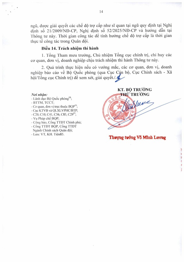 Thông tư 25/2025/TT-BQP hướng dẫn chế độ với sĩ quan tại ngũ thôi phục vụ, hy sinh, từ trần, chuyển quân nhân chuyên nghiệp, công chức quốc phòng- Ảnh 15. Thông tư 25/2025/TT-BQP hướng dẫn chế độ với sĩ quan tại ngũ thôi phục vụ, hy sinh, từ trần, chuyển quân nhân chuyên nghiệp, công chức quốc phòng- Ảnh 15.