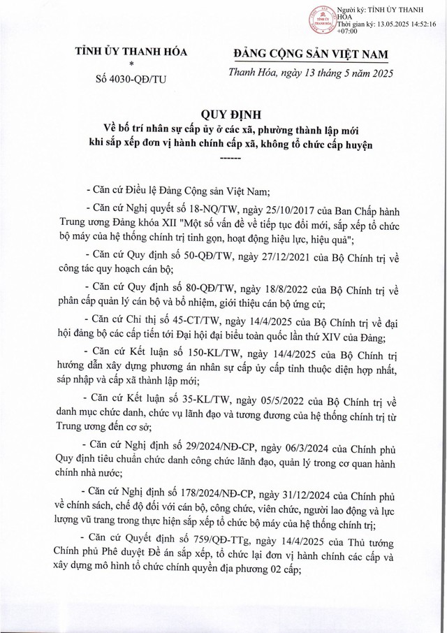 Quy định về bố trí nhân sự cấp ủy ở các xã, phường thành lập mới sau sắp xếp đơn vị hành chính- Ảnh 1. Quy định về bố trí nhân sự cấp ủy ở các xã, phường thành lập mới sau sắp xếp đơn vị hành chính- Ảnh 1.