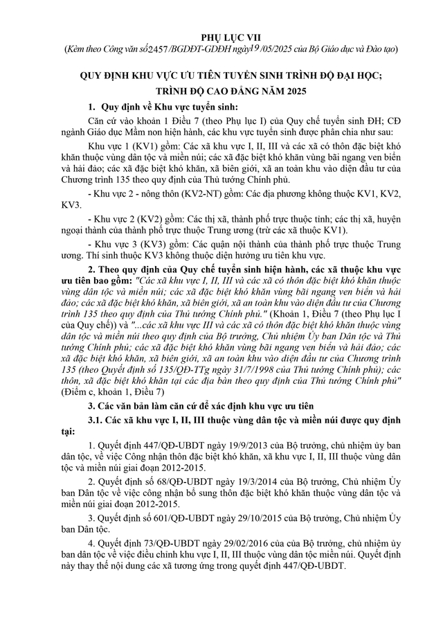Công văn 2457/BGDĐT-GDĐH hướng dẫn tuyển sinh đại học, cao đẳng năm 2025- Ảnh 24. Công văn 2457/BGDĐT-GDĐH hướng dẫn tuyển sinh đại học, cao đẳng năm 2025- Ảnh 24.