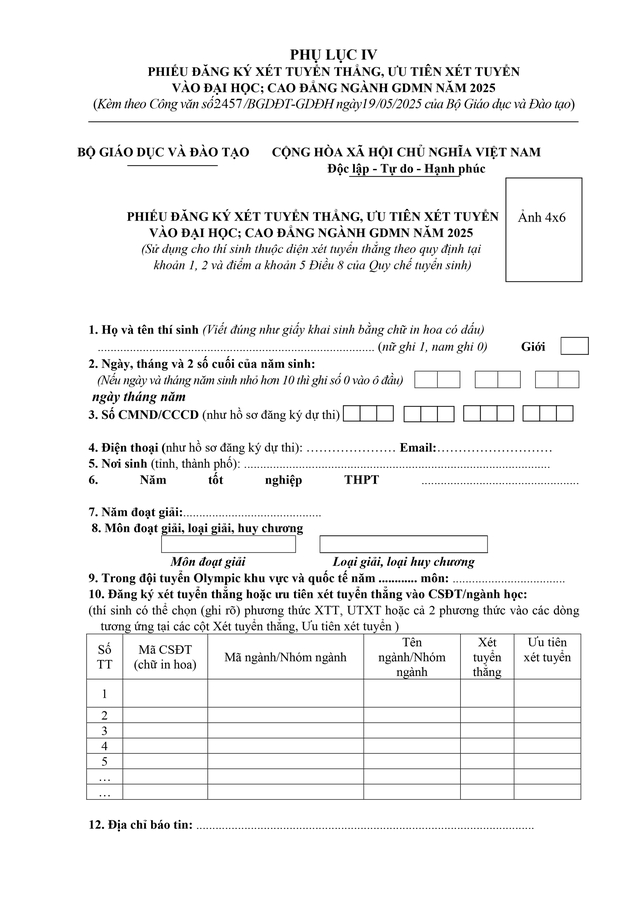 Công văn 2457/BGDĐT-GDĐH hướng dẫn tuyển sinh đại học, cao đẳng năm 2025- Ảnh 19. Công văn 2457/BGDĐT-GDĐH hướng dẫn tuyển sinh đại học, cao đẳng năm 2025- Ảnh 19.