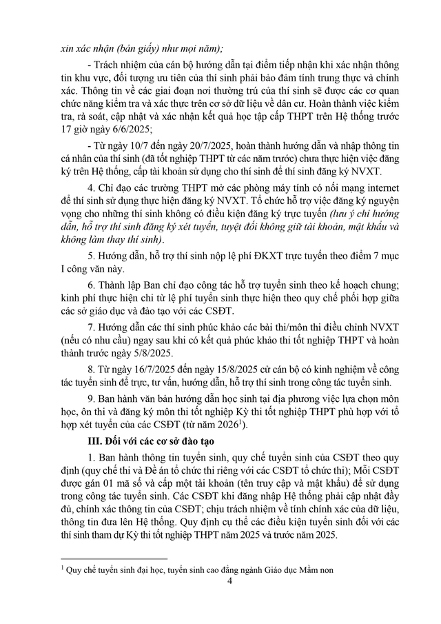 Công văn 2457/BGDĐT-GDĐH hướng dẫn tuyển sinh đại học, cao đẳng năm 2025- Ảnh 4. Công văn 2457/BGDĐT-GDĐH hướng dẫn tuyển sinh đại học, cao đẳng năm 2025- Ảnh 4.