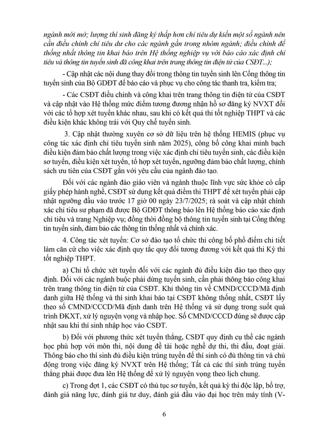 Công văn 2457/BGDĐT-GDĐH hướng dẫn tuyển sinh đại học, cao đẳng năm 2025- Ảnh 6. Công văn 2457/BGDĐT-GDĐH hướng dẫn tuyển sinh đại học, cao đẳng năm 2025- Ảnh 6.