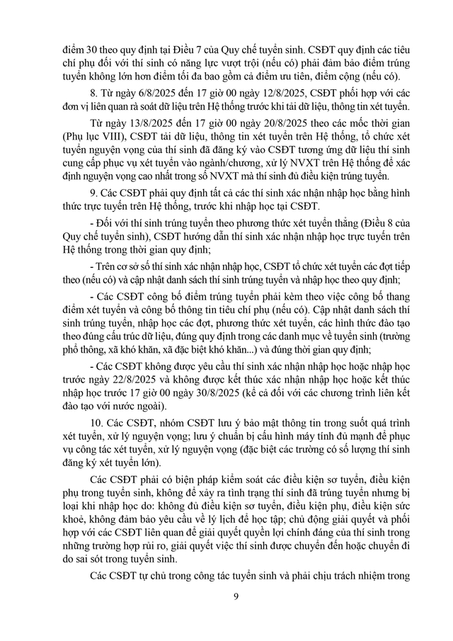 Công văn 2457/BGDĐT-GDĐH hướng dẫn tuyển sinh đại học, cao đẳng năm 2025- Ảnh 9. Công văn 2457/BGDĐT-GDĐH hướng dẫn tuyển sinh đại học, cao đẳng năm 2025- Ảnh 9.