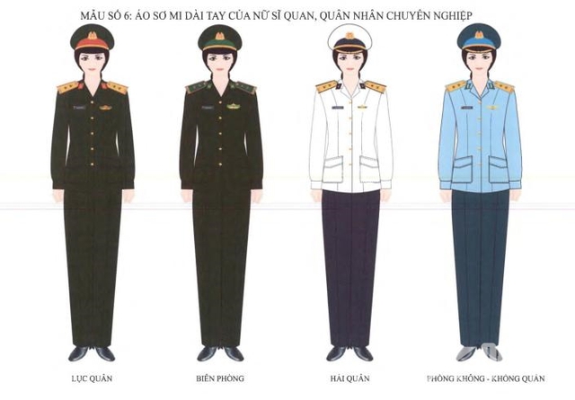 Quy định kiểu mẫu, màu sắc áo khoác quân sự, áo sơ mi dài tay của sĩ quan, quân nhân chuyên nghiệp- Ảnh 2.