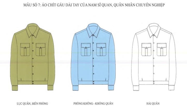 Quy định kiểu mẫu, màu sắc áo khoác quân sự, áo sơ mi dài tay của sĩ quan, quân nhân chuyên nghiệp- Ảnh 3.