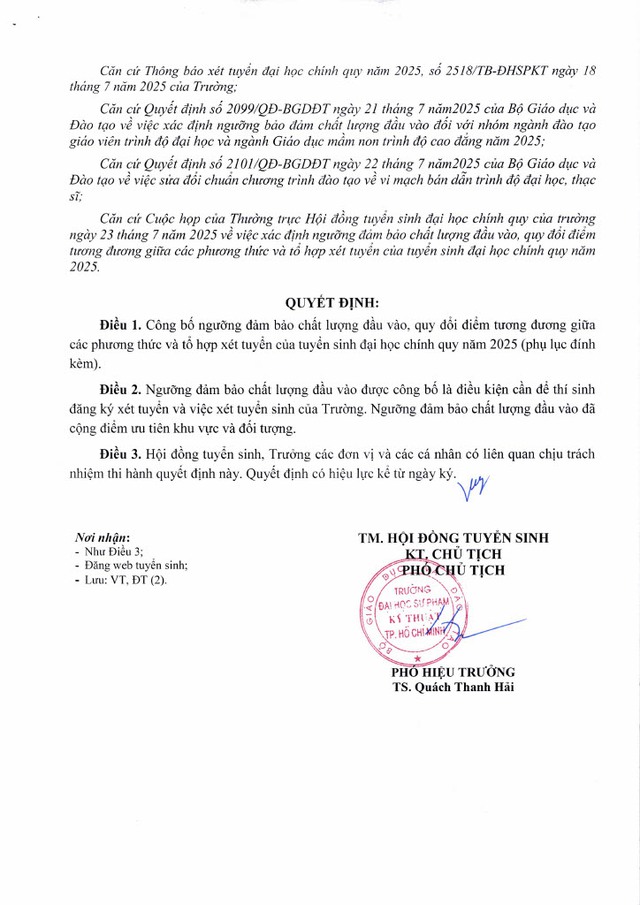Điểm sàn Trường Đại học Sư phạm Kỹ thuật TPHCM năm 2025- Ảnh 2.