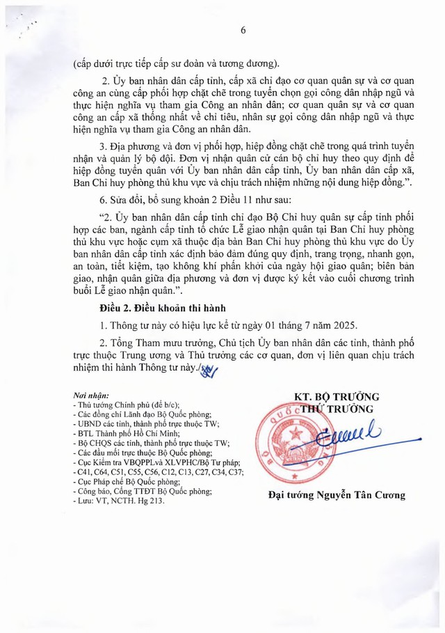 Thông tư 68/2025/TT-BQP sửa đổi, bổ sung một số điều về tuyển chọn và gọi công dân nhập ngũ- Ảnh 6. Thông tư 68/2025/TT-BQP sửa đổi, bổ sung một số điều về tuyển chọn và gọi công dân nhập ngũ- Ảnh 6.