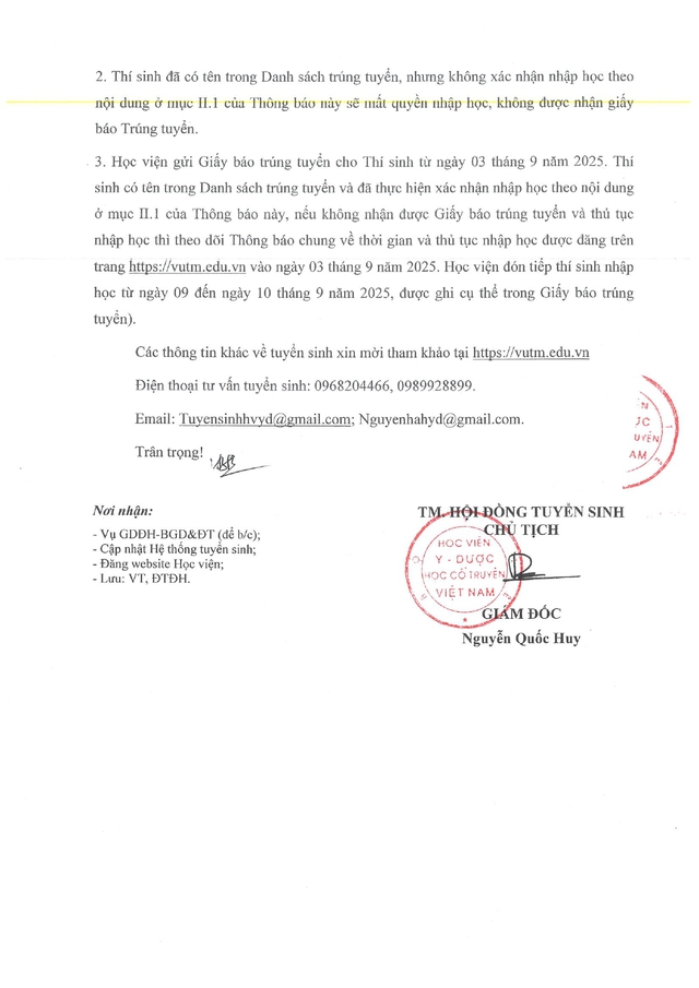 Điểm chuẩn Học viện Y Dược cổ truyền Việt Nam năm 2025- Ảnh 3. Điểm chuẩn Học viện Y Dược cổ truyền Việt Nam năm 2025- Ảnh 3.