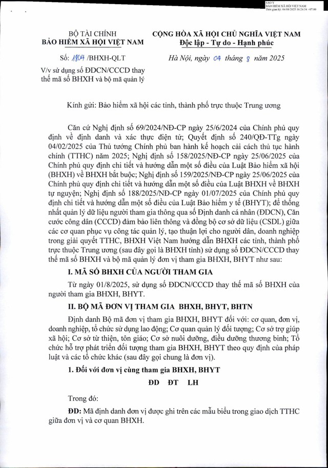 Hướng dẫn sử dụng số định danh cá nhân, căn cước công dân thay thế mã số Bảo hiểm xã hội và bộ mã quản lý- Ảnh 2.