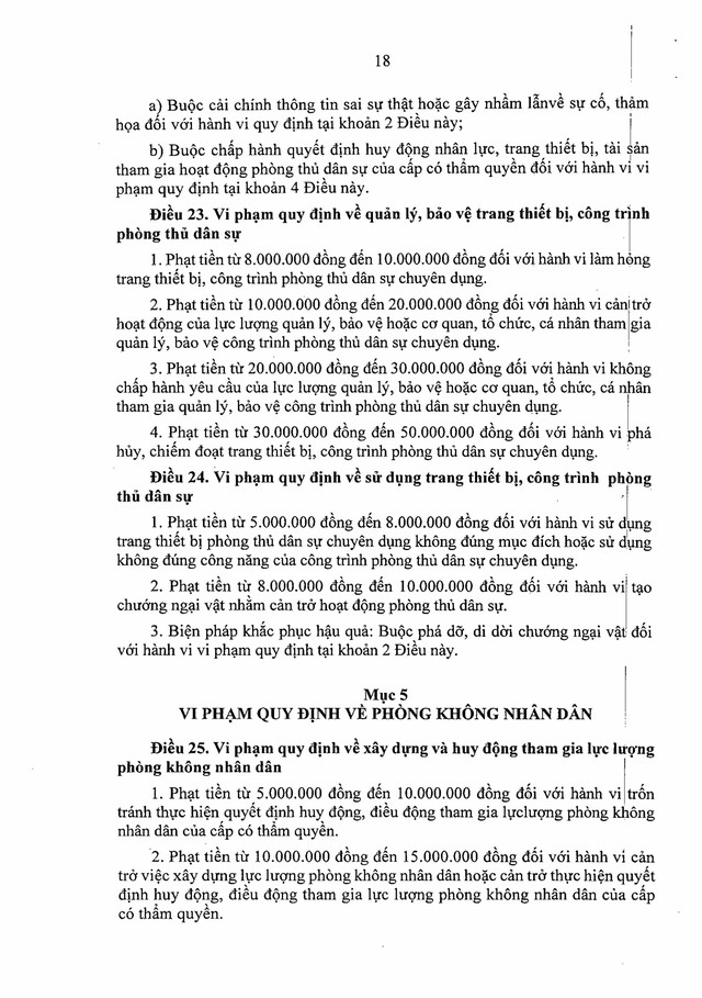 TOÀN VĂN: Nghị định 218/2025/NĐ-CP quy định xử phạt vi phạm hành chính trong lĩnh vực quốc phòng, cơ yếu- Ảnh 18.