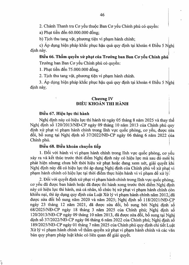 TOÀN VĂN: Nghị định 218/2025/NĐ-CP quy định xử phạt vi phạm hành chính trong lĩnh vực quốc phòng, cơ yếu- Ảnh 45.