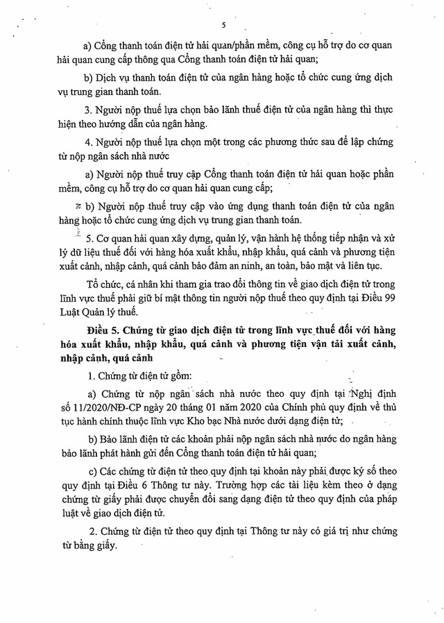 Thông tư 51/2025/TT-BTC quy định thủ tục giao dịch điện tử trong lĩnh vực thuế đối với hàng hóa xuất khẩu, nhập khẩu, quá cảnh...- Ảnh 6.