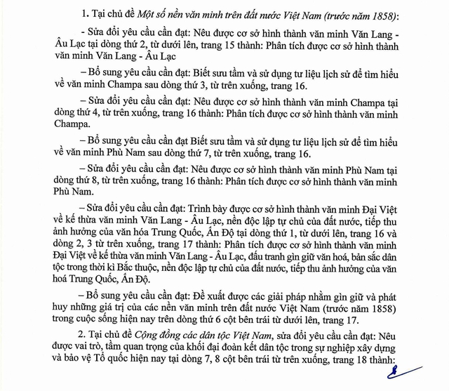 Sửa đổi, bổ sung chương trình giáo dục phổ thông môn Lịch sử lớp 10- Ảnh 1.