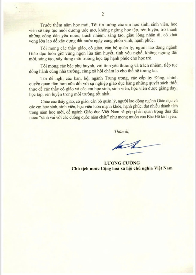 Thư của Chủ tịch nước Lương Cường gửi ngành Giáo dục nhân dịp khai giảng năm học 2025-2026- Ảnh 3.