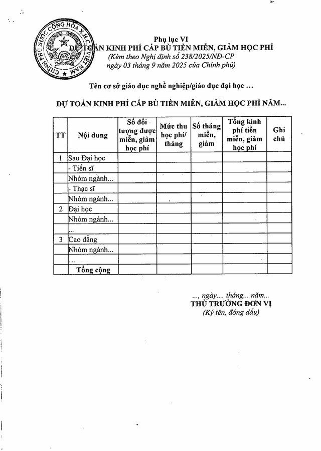 TOÀN VĂN: Nghị định số 238/2025/NĐ-CP về học phí, miễn, giảm, hỗ trợ học phí, hỗ trợ chi phí học tập...- Ảnh 35.