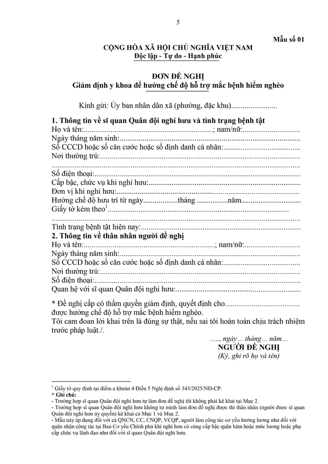 Hướng dẫn thực hiện thủ tục công nhận sĩ quan Quân đội nghỉ hưu mắc bệnh hiểm nghèo- Ảnh 5.