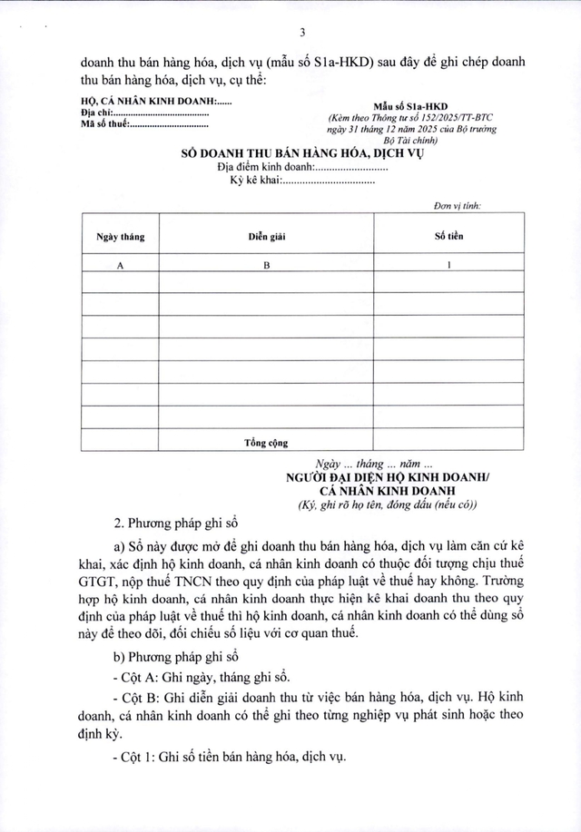 Hướng dẫn kế toán cho hộ kinh doanh, cá nhân kinh doanh không chịu thuế GTGT, không phải nộp thuế TNCN- Ảnh 1.