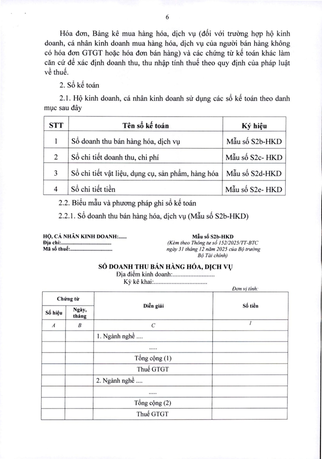 TOÀN VĂN: Thông tư 152/2025/TT-BTС hướng dẫn kế toán cho các hộ kinh doanh, cá nhân kinh doanh- Ảnh 7.