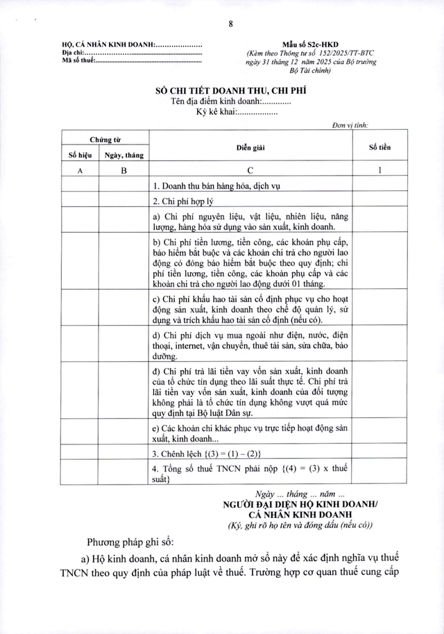 TOÀN VĂN: Thông tư 152/2025/TT-BTС hướng dẫn kế toán cho các hộ kinh doanh, cá nhân kinh doanh- Ảnh 9.