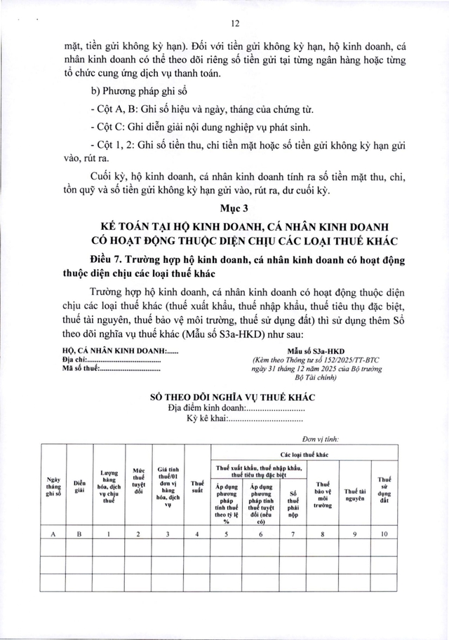 TOÀN VĂN: Thông tư 152/2025/TT-BTС hướng dẫn kế toán cho các hộ kinh doanh, cá nhân kinh doanh- Ảnh 13.