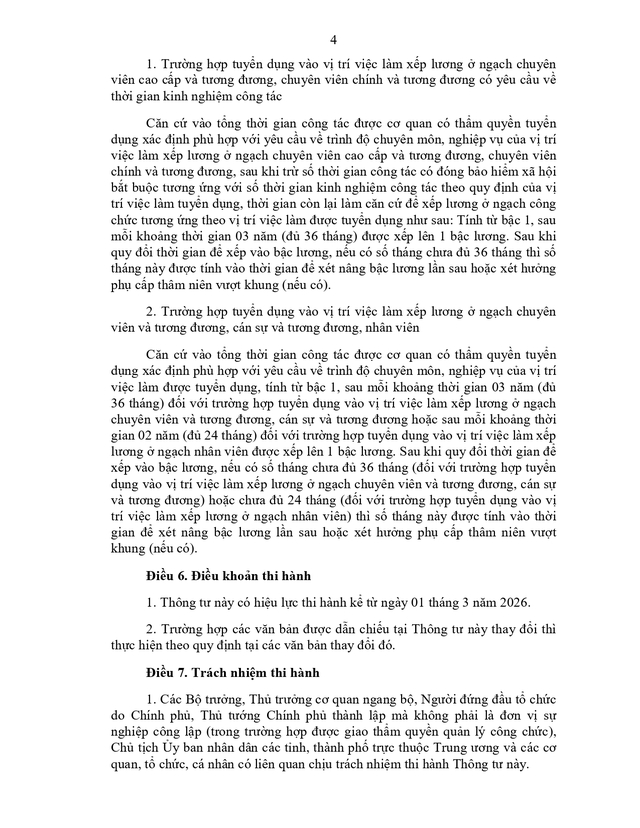 THÔNG TƯ 01/2026/TT-BNV hướng dẫn xếp lương đối với người được tuyển dụng vào công chức- Ảnh 4.