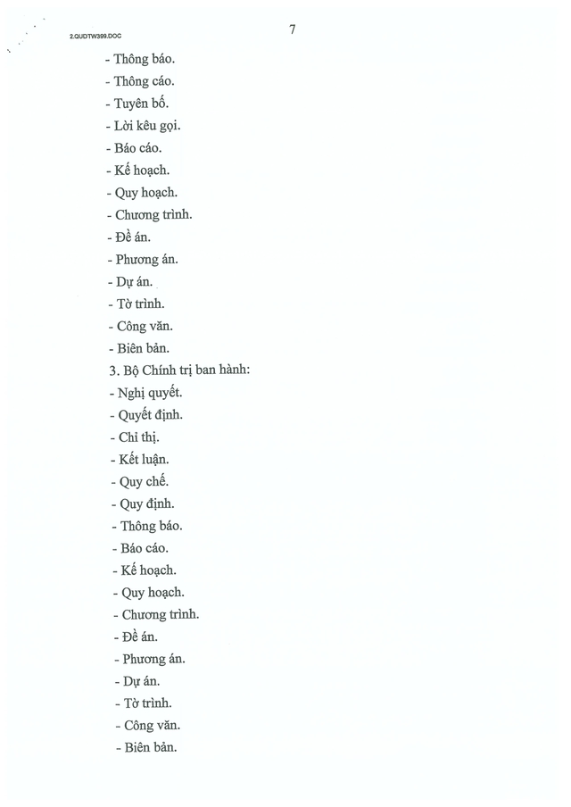 Quy định số 399-QĐ/TW của Ban Bí thư về thể loại, thẩm quyền ban hành và thể thức văn bản của Đảng- Ảnh 8.